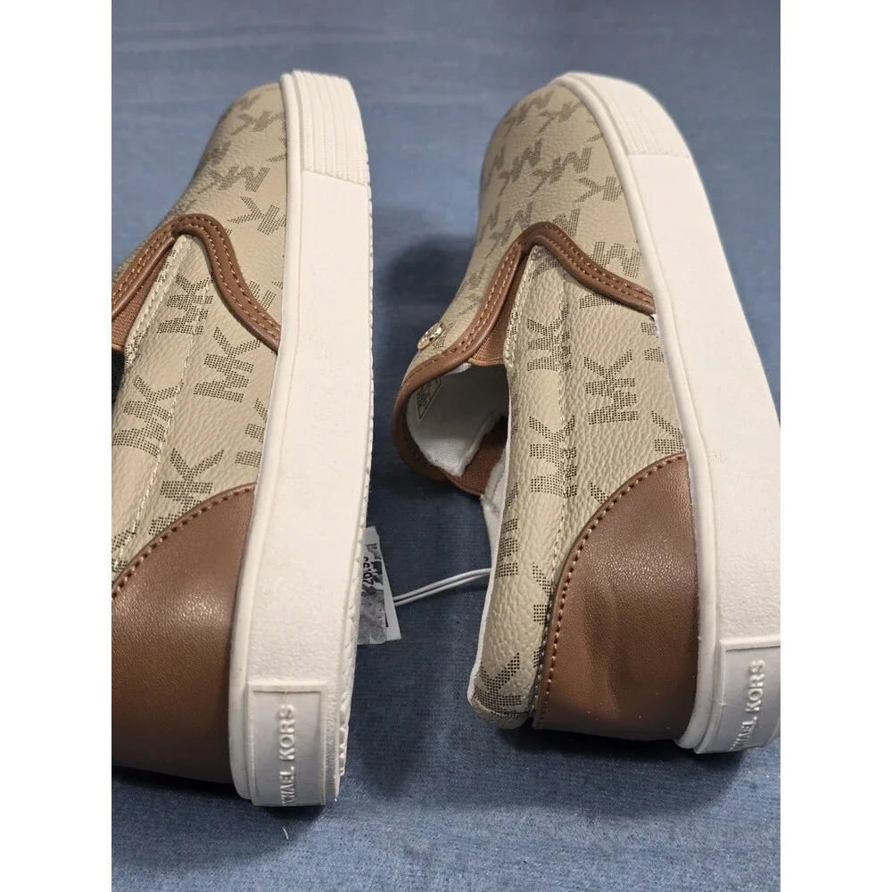 Michael Kors Women's New NOA Slip On Sneaker -Tan Jacquard Size 5M